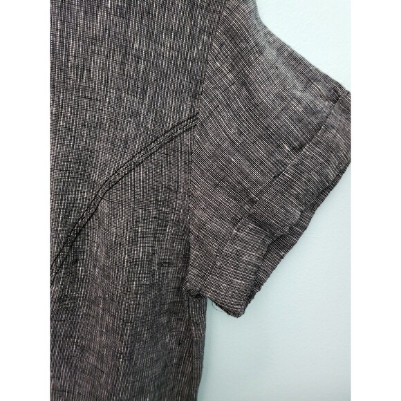 FREE PEOPLE Endless Shore Dress Women M 100% Linen Gray Short Sleeve Mini Shift - Picture 5 of 9